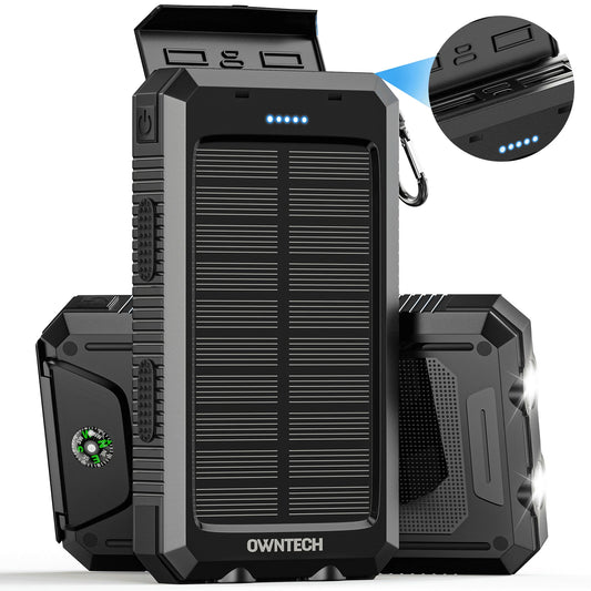 20000Mah Portable Power Bank Solar Charger for Cell Phone and Android, Solar Phone Chargers with Dual 5V USB Ports and 2 Led Flashlight